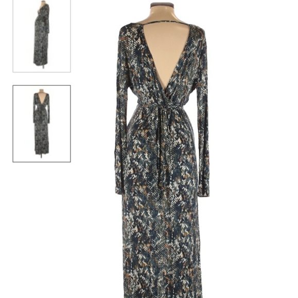 Jessica Simpson maternity maxi long sleeve dress size SMALL nwt blue floral - Picture 3 of 8